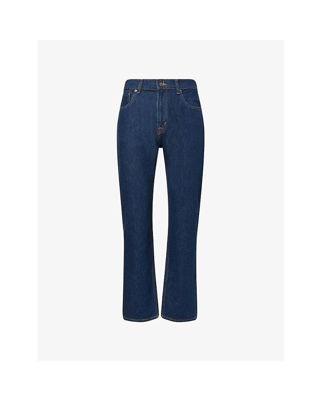 7 For All Mankind Blue Modern Straight-Leg Cotton Denim Jeans for men