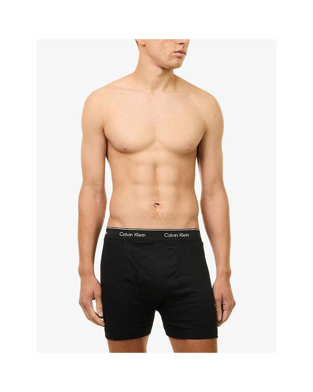 Calvin Klein Black Logo-Waistband Pack Of Three Cotton Boxer Briefs for men