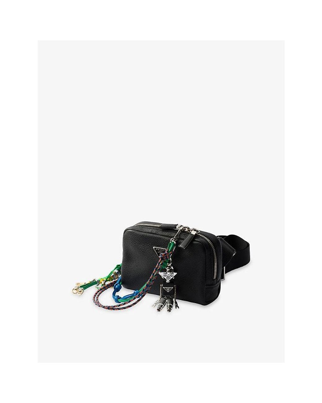 Prada Metallic Robot Saffiano Leather Keychain Charm for men
