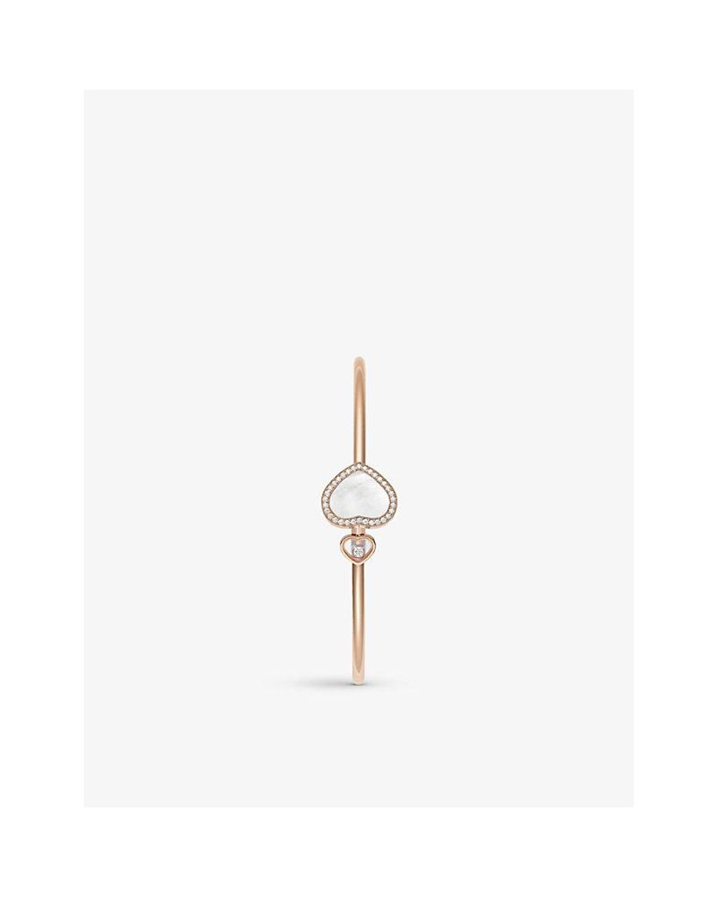 Chopard Metallic Happy Hearts 18Ct Rose- 0.19Ct Round-Cut Diamond And Mother-Of-Pearl Bracelet