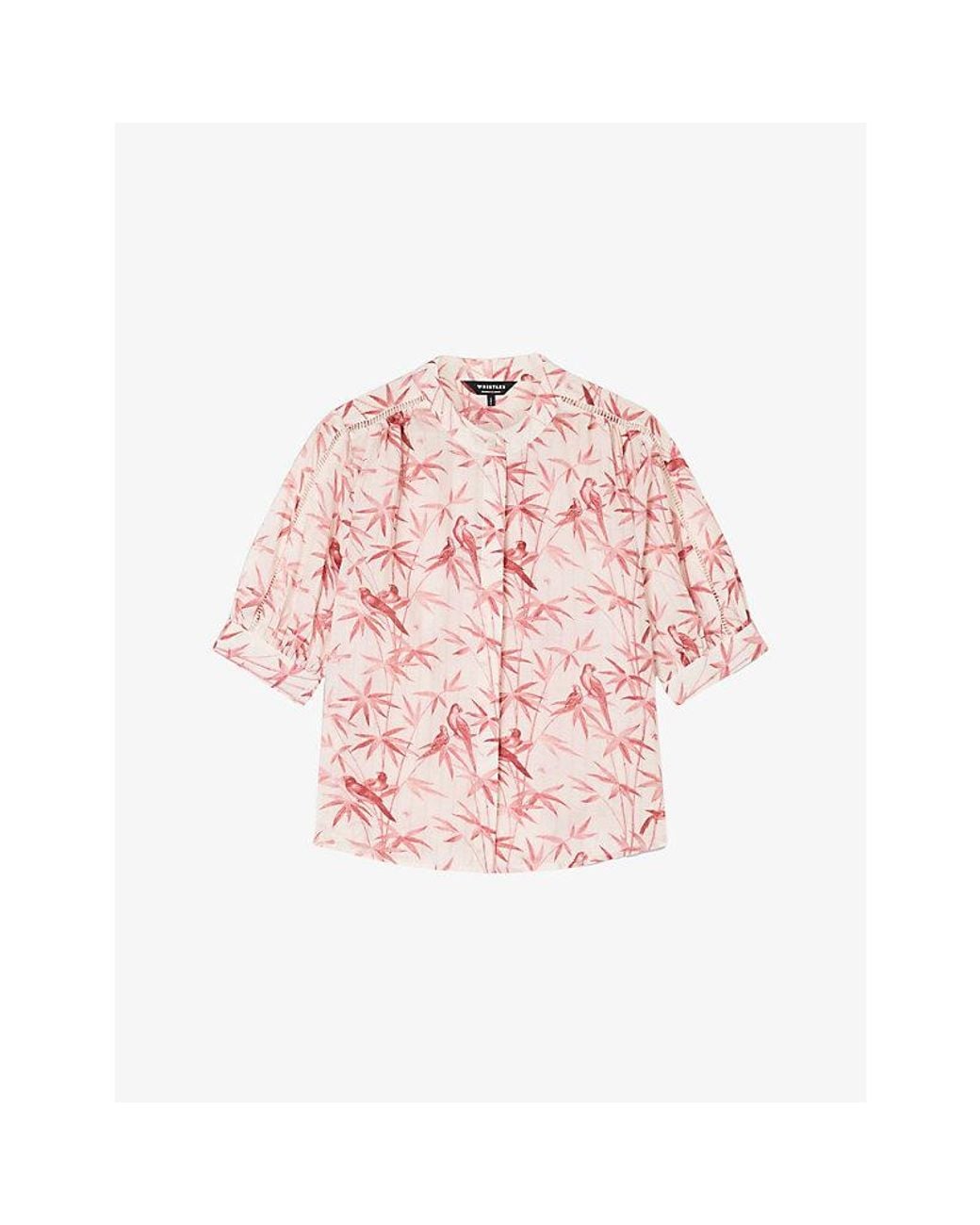 Whistles Pink Tropical Bird Textured Woven Shirt