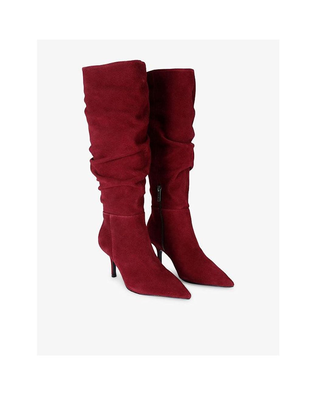 Carvela Kurt Geiger Red Spirit Slouch Suede Heeled Knee-High Boots