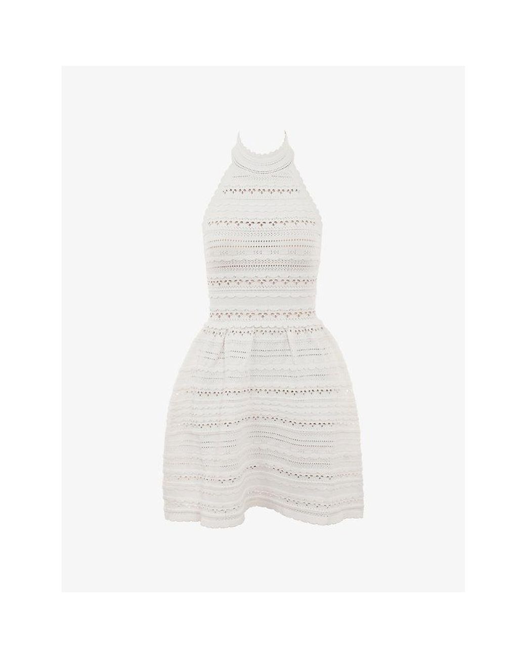 House Of Cb White Serafina High-Neck Knitted Mini Dress Xs (A-C Cup)