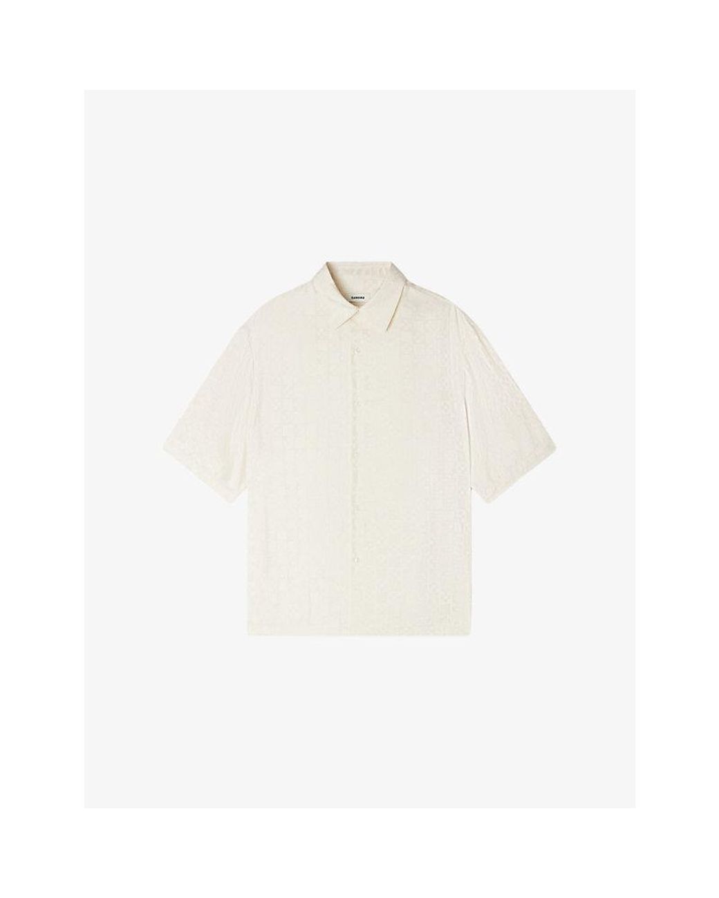 Sandro White Square-Cross Short-Sleeve Woven Shirt for men