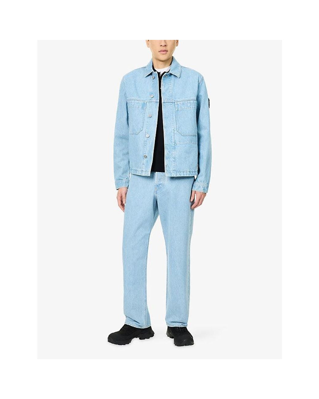 Stone Island Blue Garment Denim Loose-Fit Cotton Jeans for men