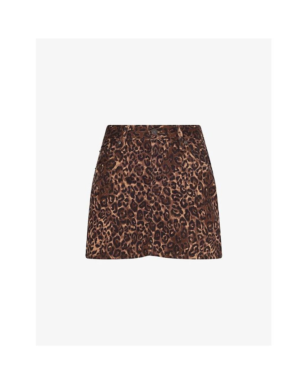 ★RAIVE★ Leopard Denim Mini Skirt in L/Brown VJ5SS40995 Levi's Icon Leopard-Print Denim Mini Skirt in Brown | Lyst