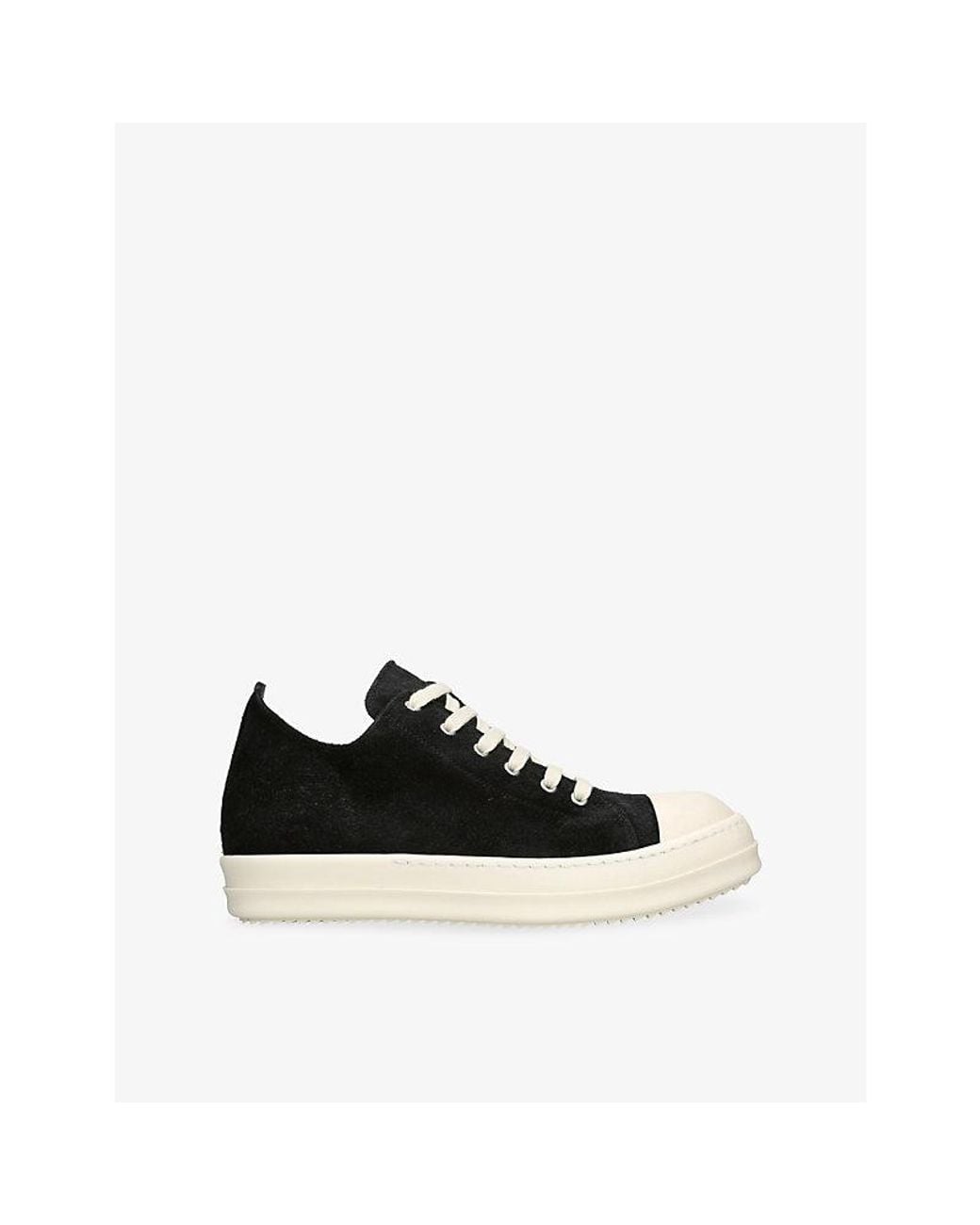 Rick Owens Black Classic Suede Low Top Trainers for men