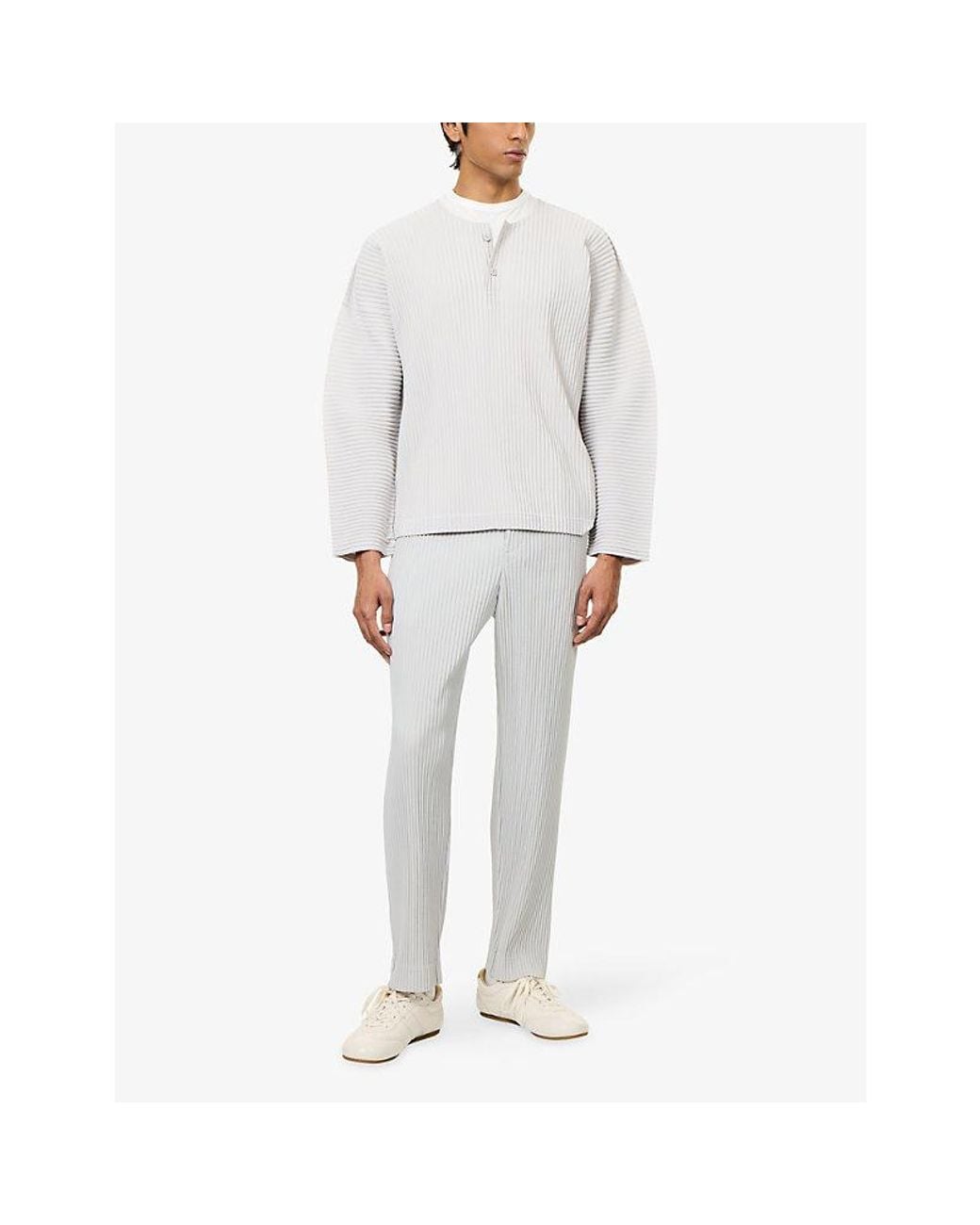 Homme Plissé Issey Miyake Gray Basics Pleated Knit Trousers for men