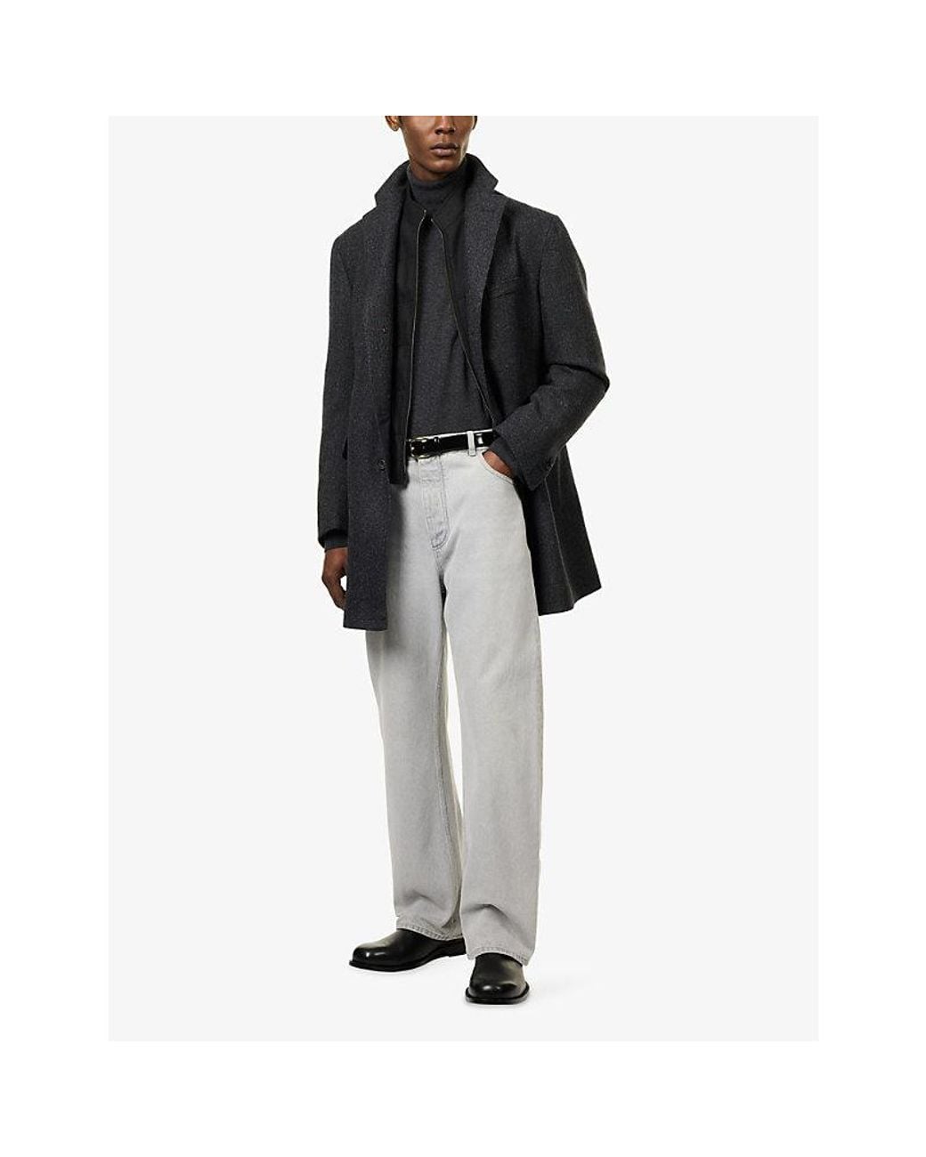 Corneliani Black Single-Breasted Cashmere Coat for men