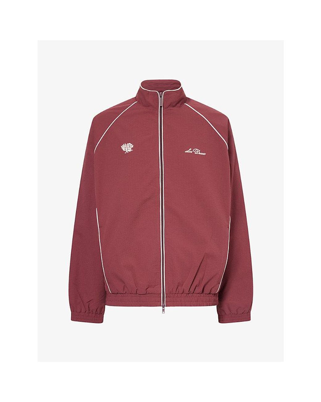 Les Deux Red Crinkled Seersucker Woven Truck Jacket for men