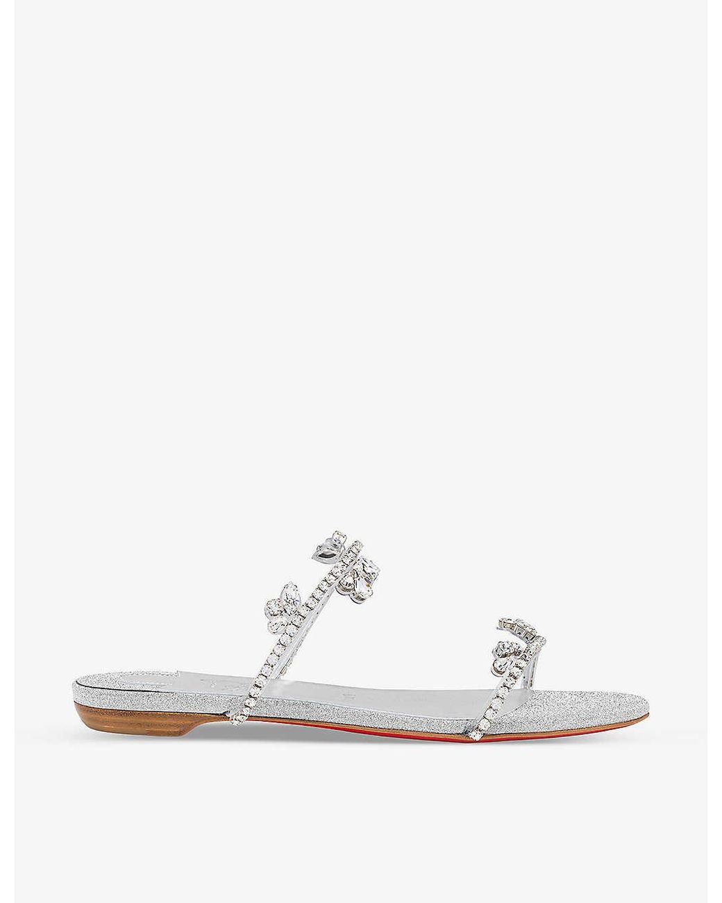 Christian Louboutin Just Queenie Glitter-leather And Pvc Sandals in White |  Lyst