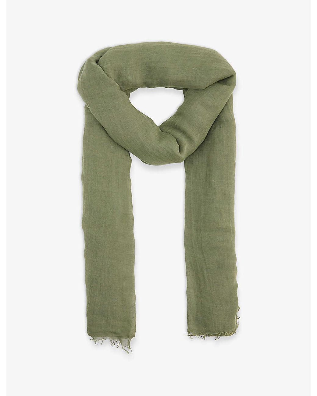 Rick Owens Sandy Linen And Silk-blend Woven Scarf in Green | Lyst