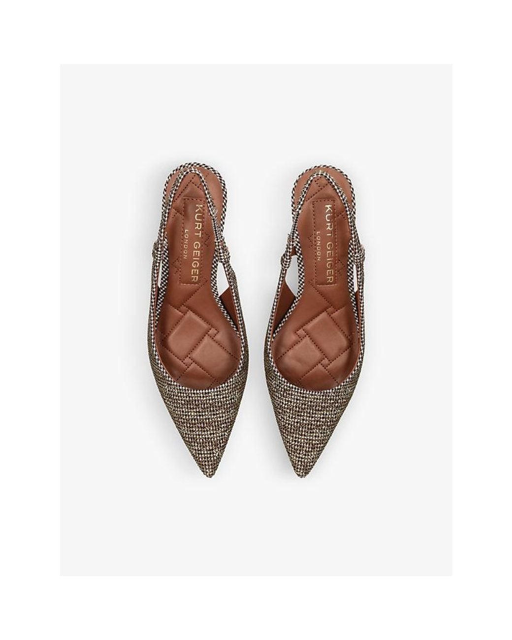 Kurt Geiger White Belgravia Sling-Back Woven Heeled Courts