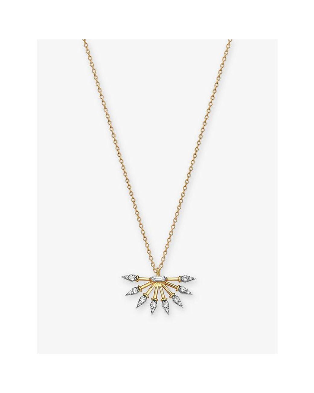 Kismet by Milka White Curvature Metal And 0.20Ct Diamond Pendant Necklace