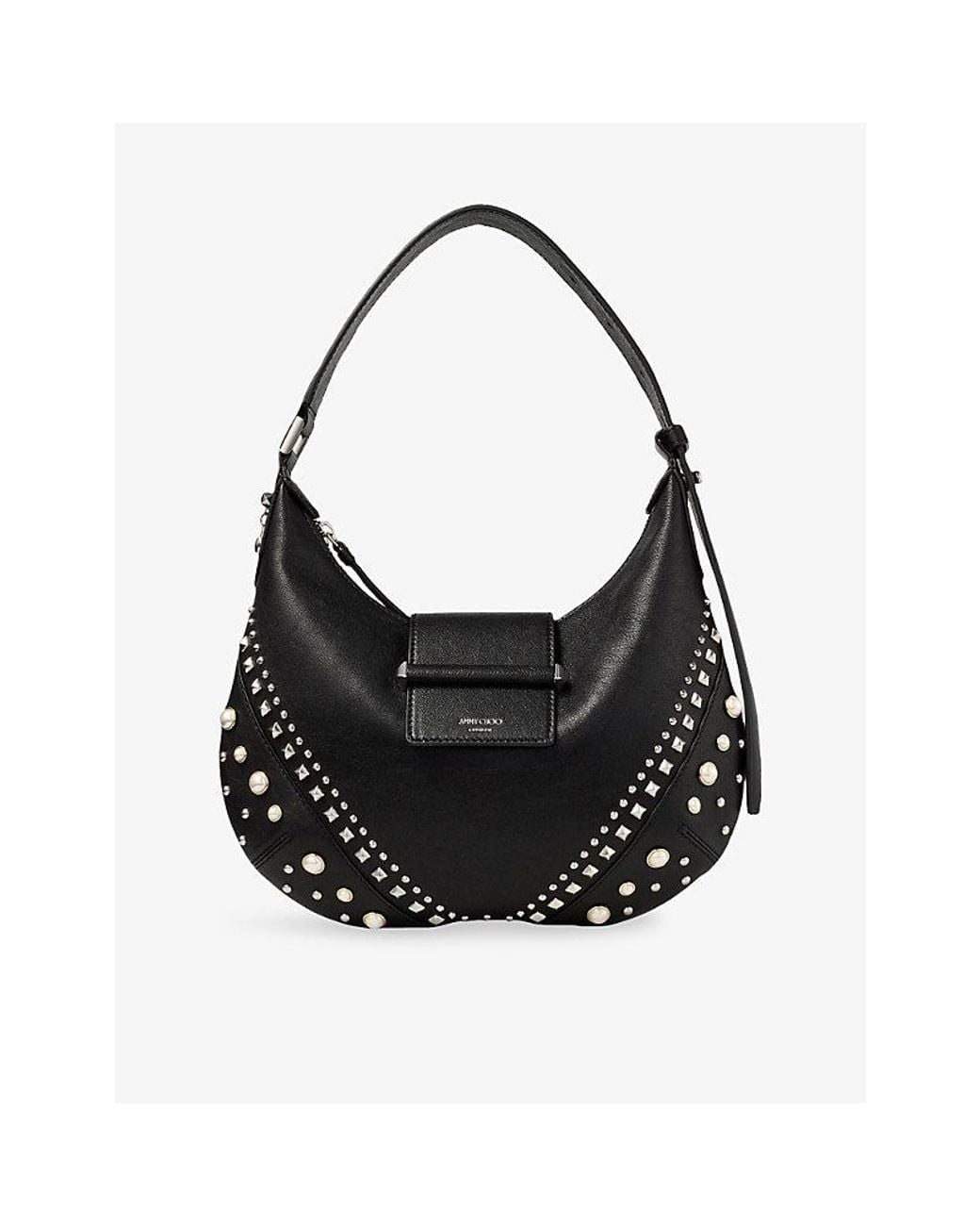 Jimmy Choo Black Bar Hobo Small Leather Shoulder Bag