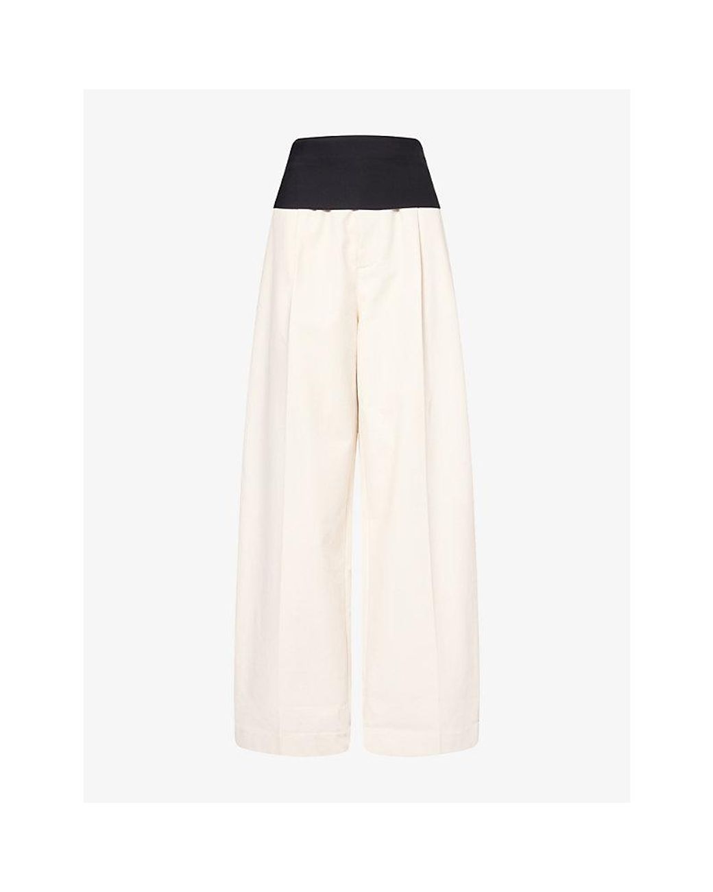 DARKPARK White Wendy Elastic Waist Wide-Leg Cotton Trousers