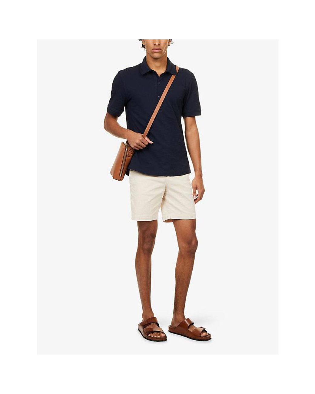 Orlebar Brown Blue Bruno Pique Cotton-Knit Polo Top for men