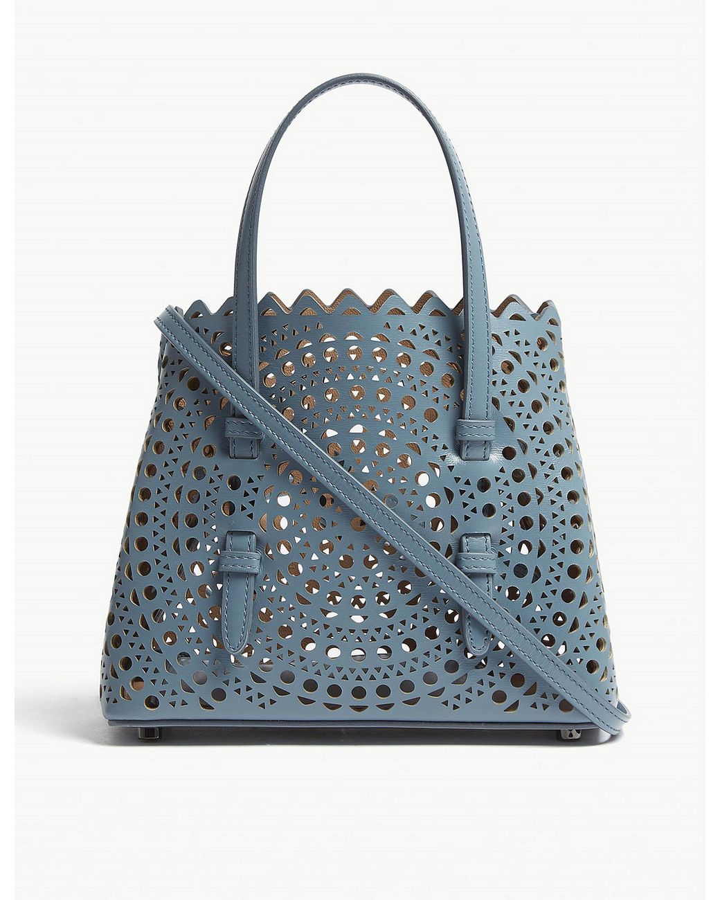 Alaïa Micro Lasercut Leather Crossbody Bag in Blue Lyst