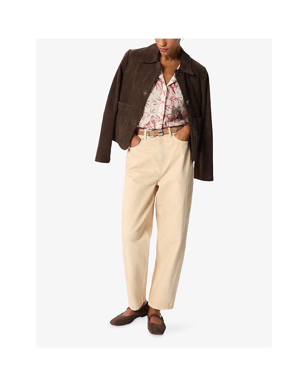 Whistles Pink Tropical Bird Textured Woven Shirt