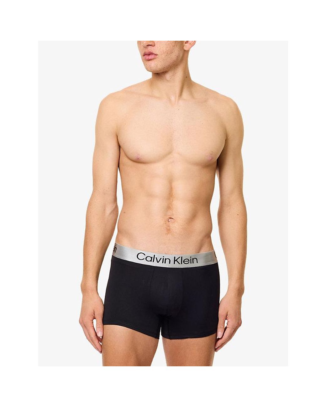 Calvin Klein Black Refined Microfibre Stretch Brushed Pack Of Three Trunks for men
