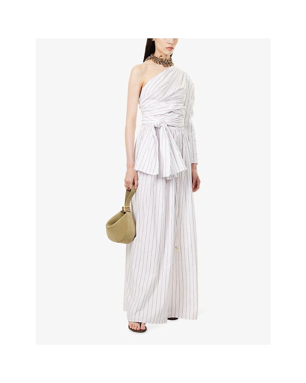 Reem Alkanhal White Tarfah Wrap-Around Cotton Top
