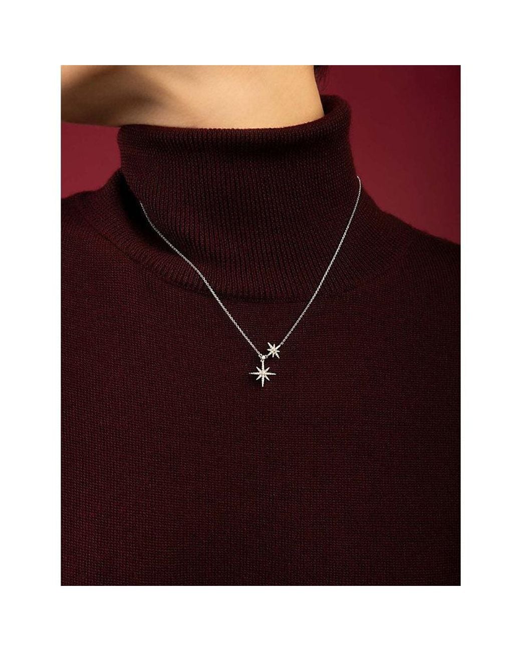 Apm Monaco White Double Météorites Rhodium Plated Alloy And Cubic Zirconia Necklace