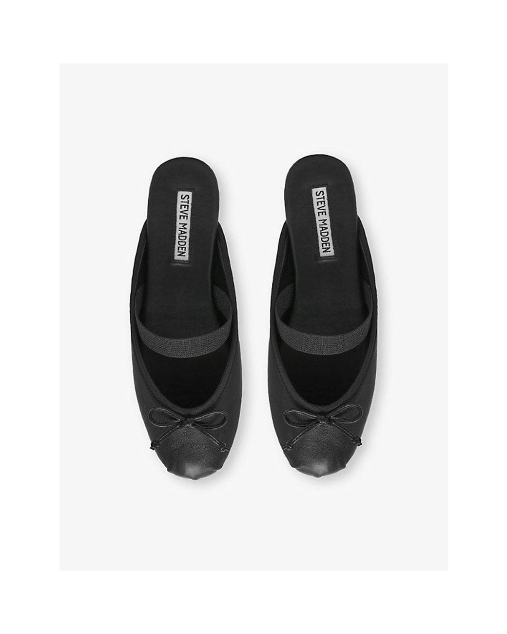 Steve Madden Black Cutesy Leather Ballerina Mules