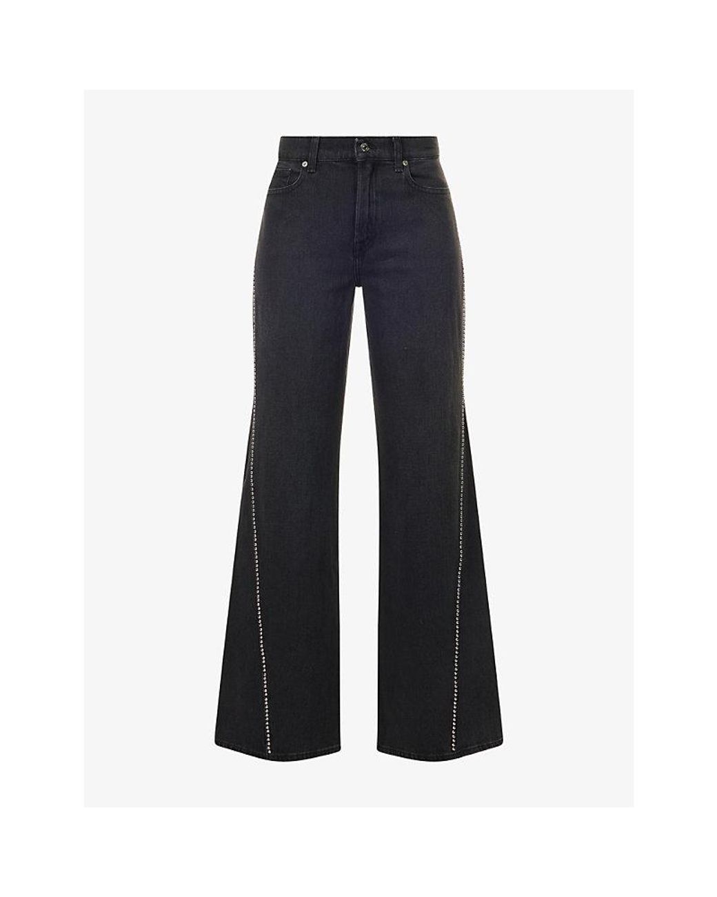 7 For All Mankind Blue Lotta Flared Cotton Denim Blend Jeans