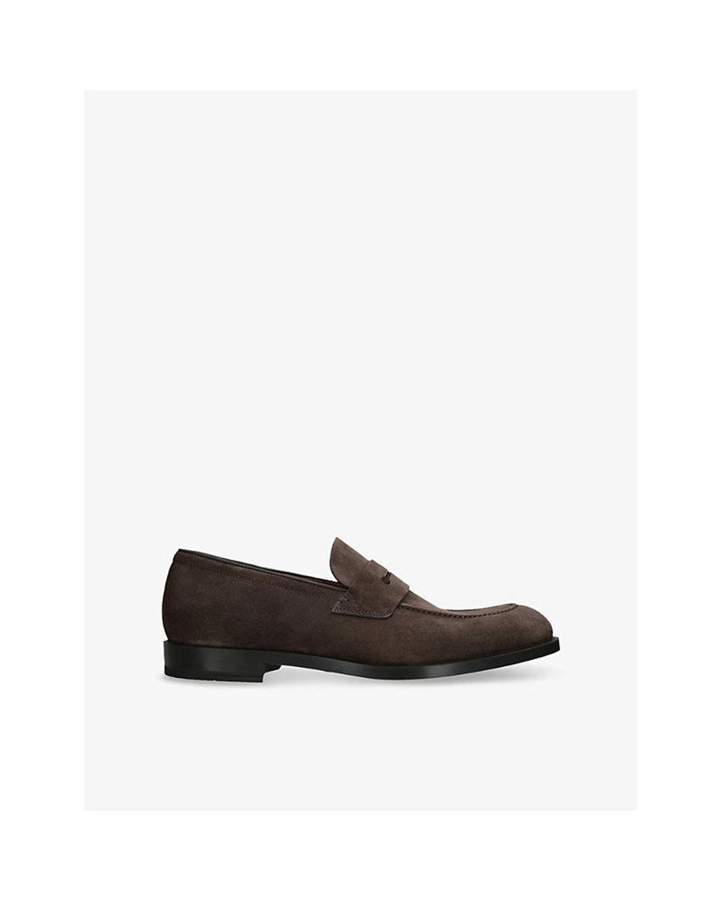 Zegna Black Classic Suede Penny Loafers for men