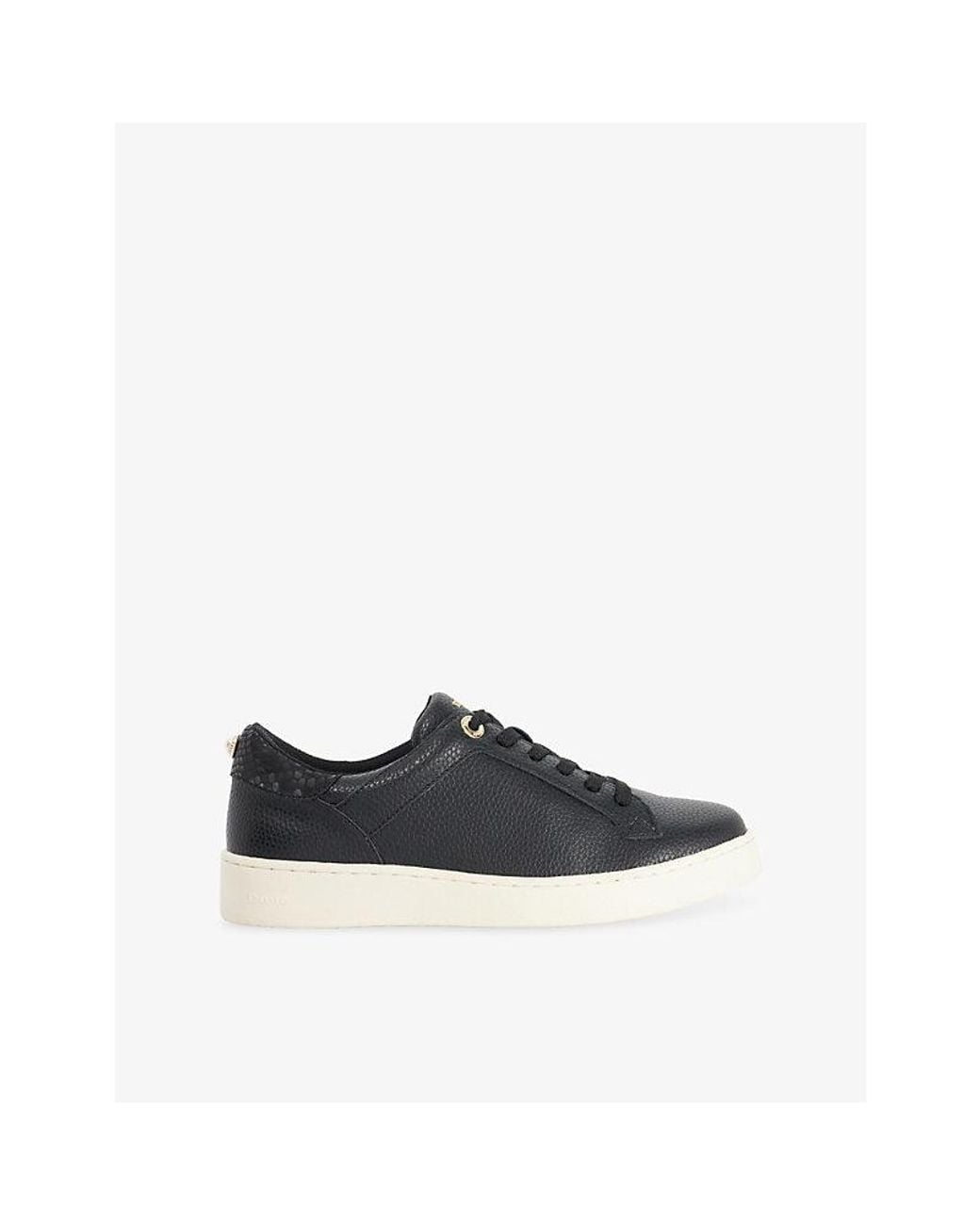 Dune Blue Emba Faux-Leather Trainers