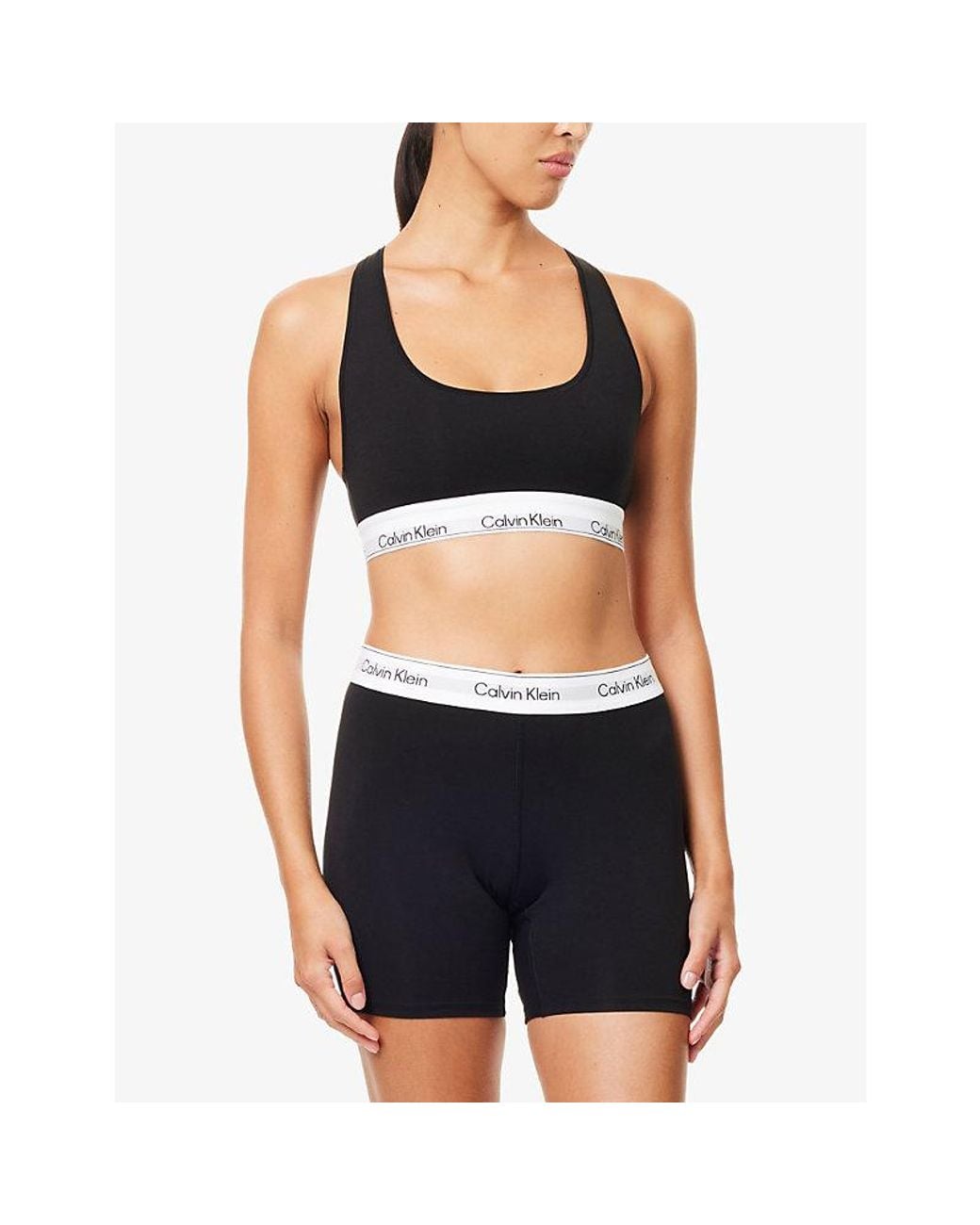 Calvin Klein Black Icon Modal Scoop-Neck Cotton-Jersey Bralette