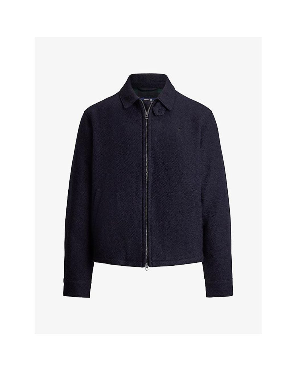 Polo Ralph Lauren Blue Logo-Embroidered Zip-Up Wool Jacket for men