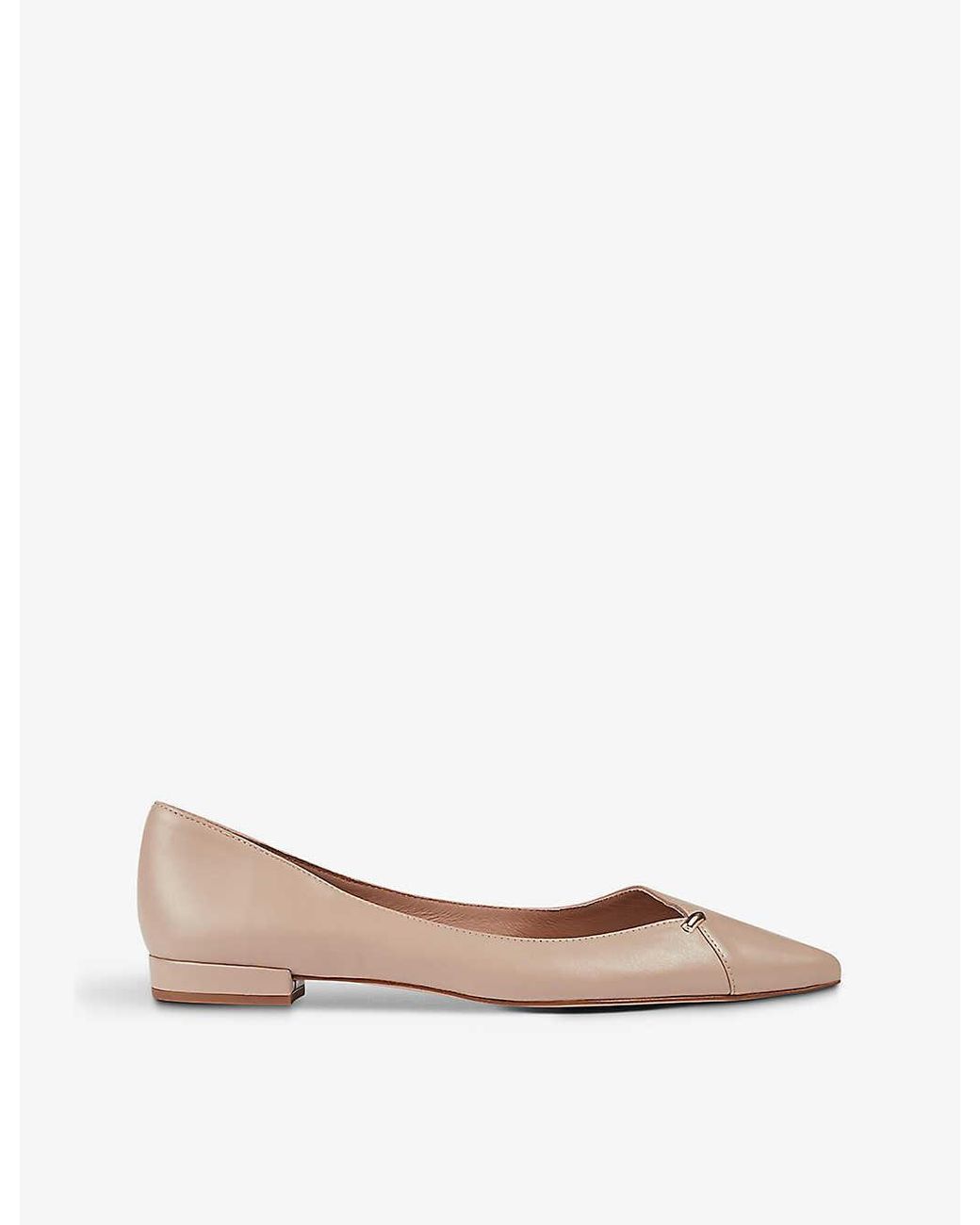LK Bennett Cally Gold tone Hardware embellished Leather Flats in