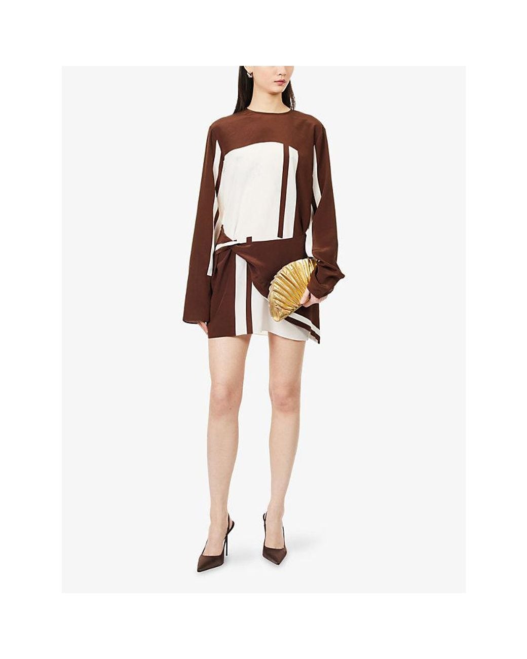 Sir Brown Destino Twist Silk Mini Dress