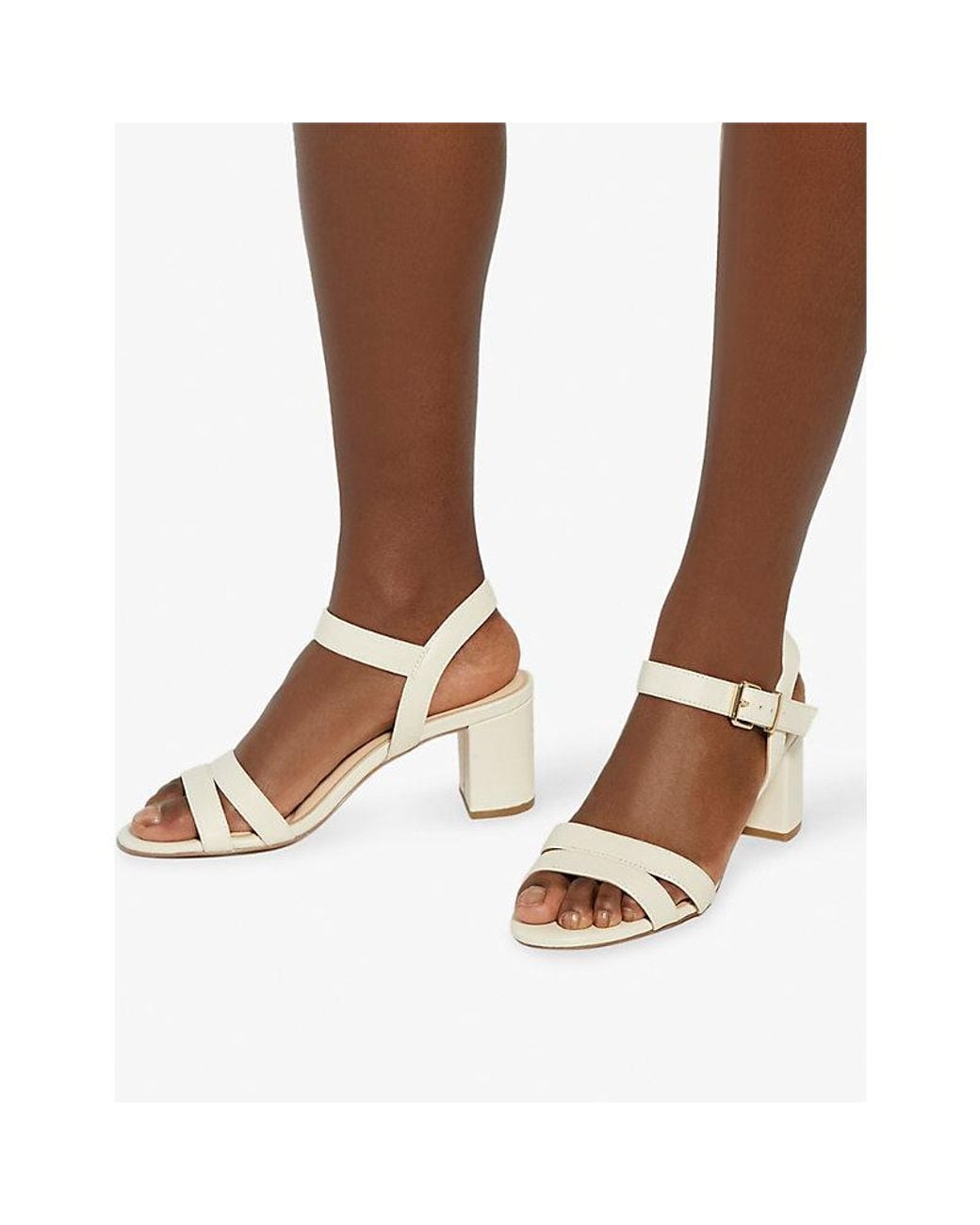 Dune White Merisa Heeled Leather Sandals
