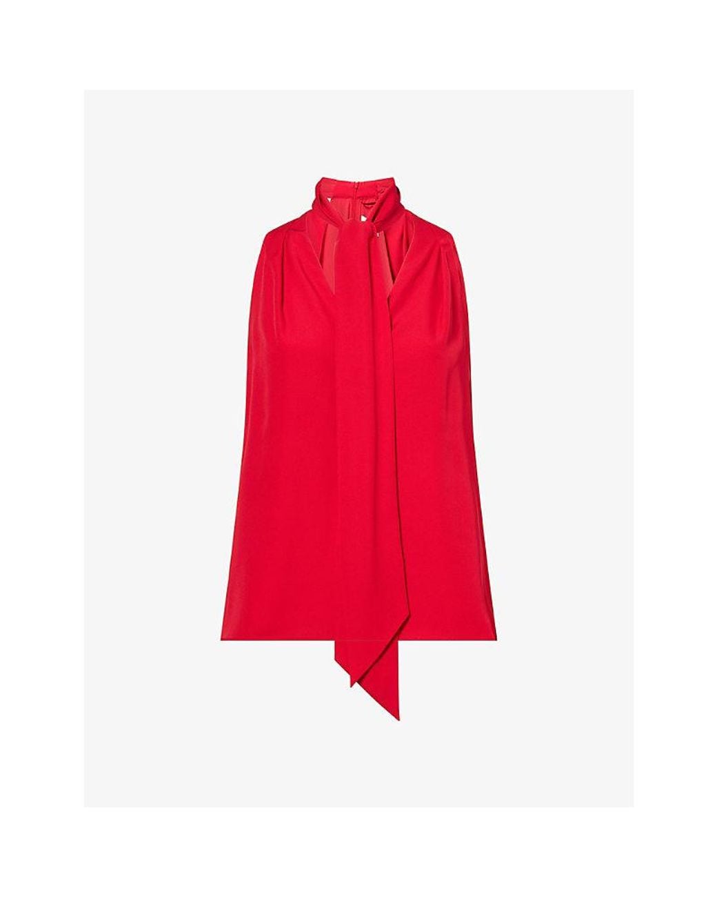 ME+EM Red V-Neck Neck-Tie Silk Camisole Top
