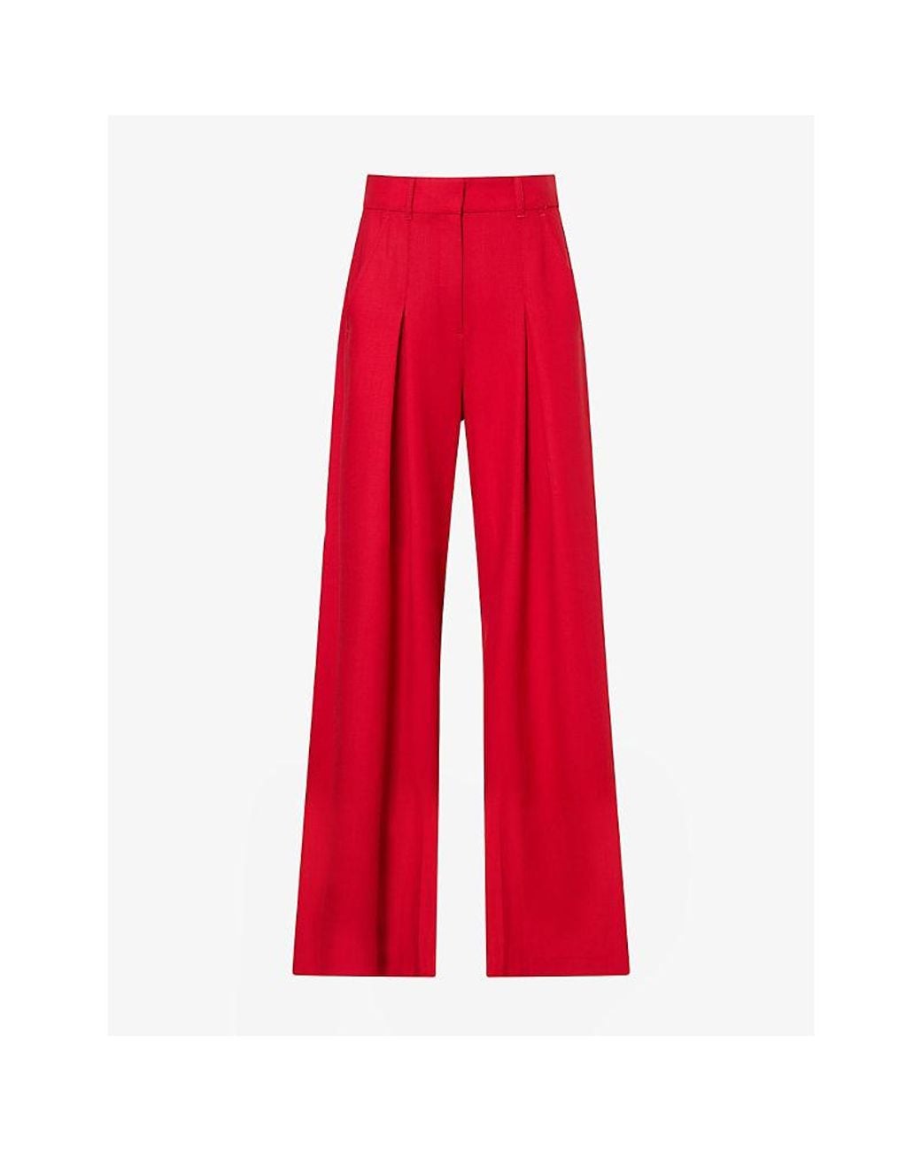 ME+EM Red Very Wide-Leg Woven Trousers
