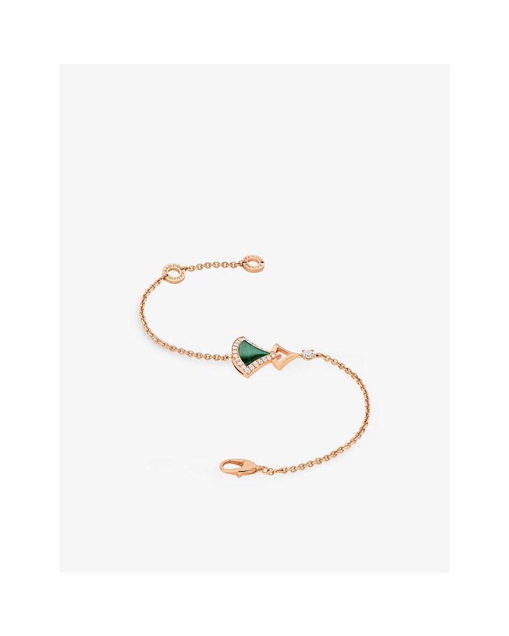 BVLGARI Natural Divas' Dream 18Ct Rose- Malachite And 0.31Ct Round Brilliant-Cut Diamond Bracelet