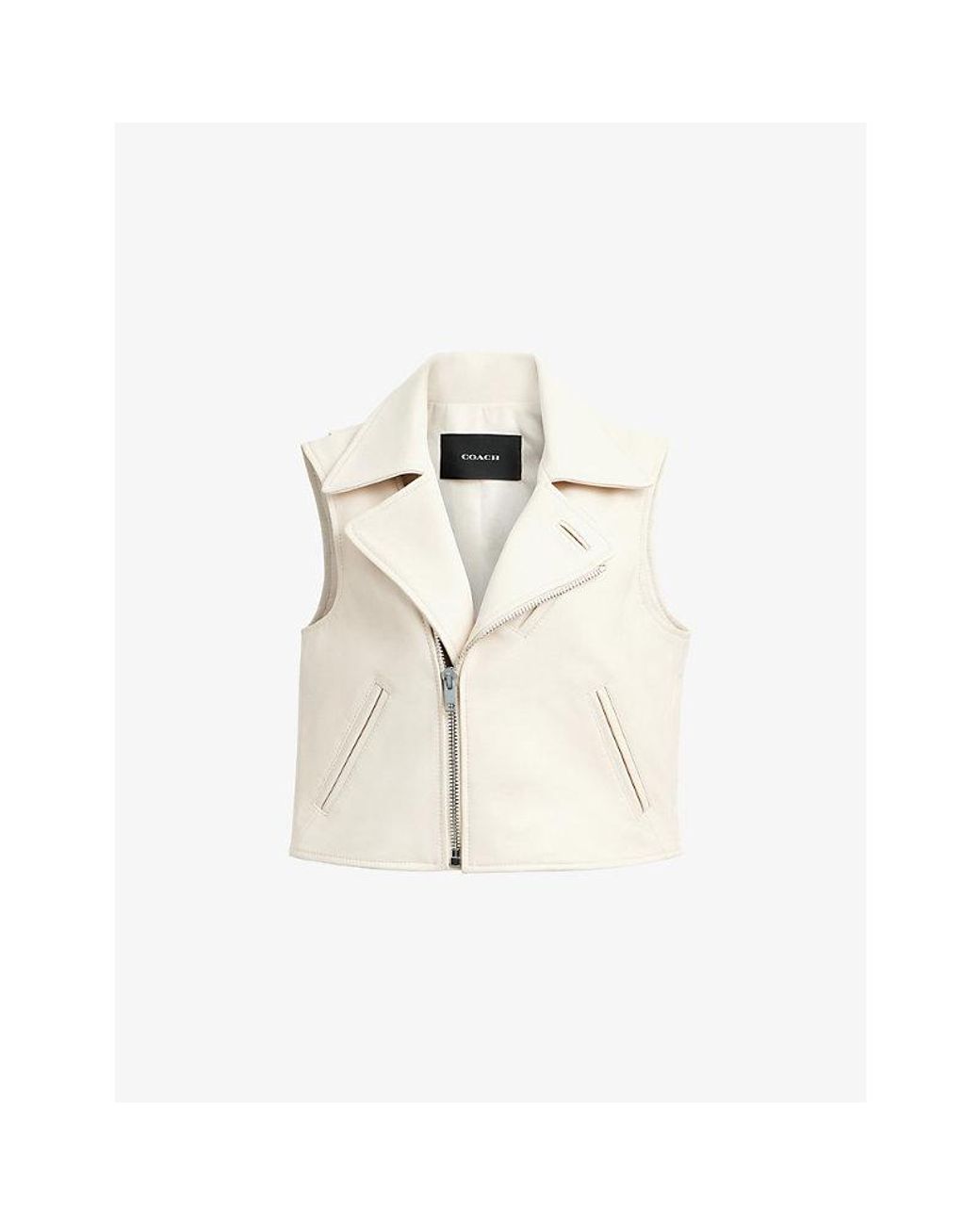 COACH Natural Leather Moto Biker Leather Vest