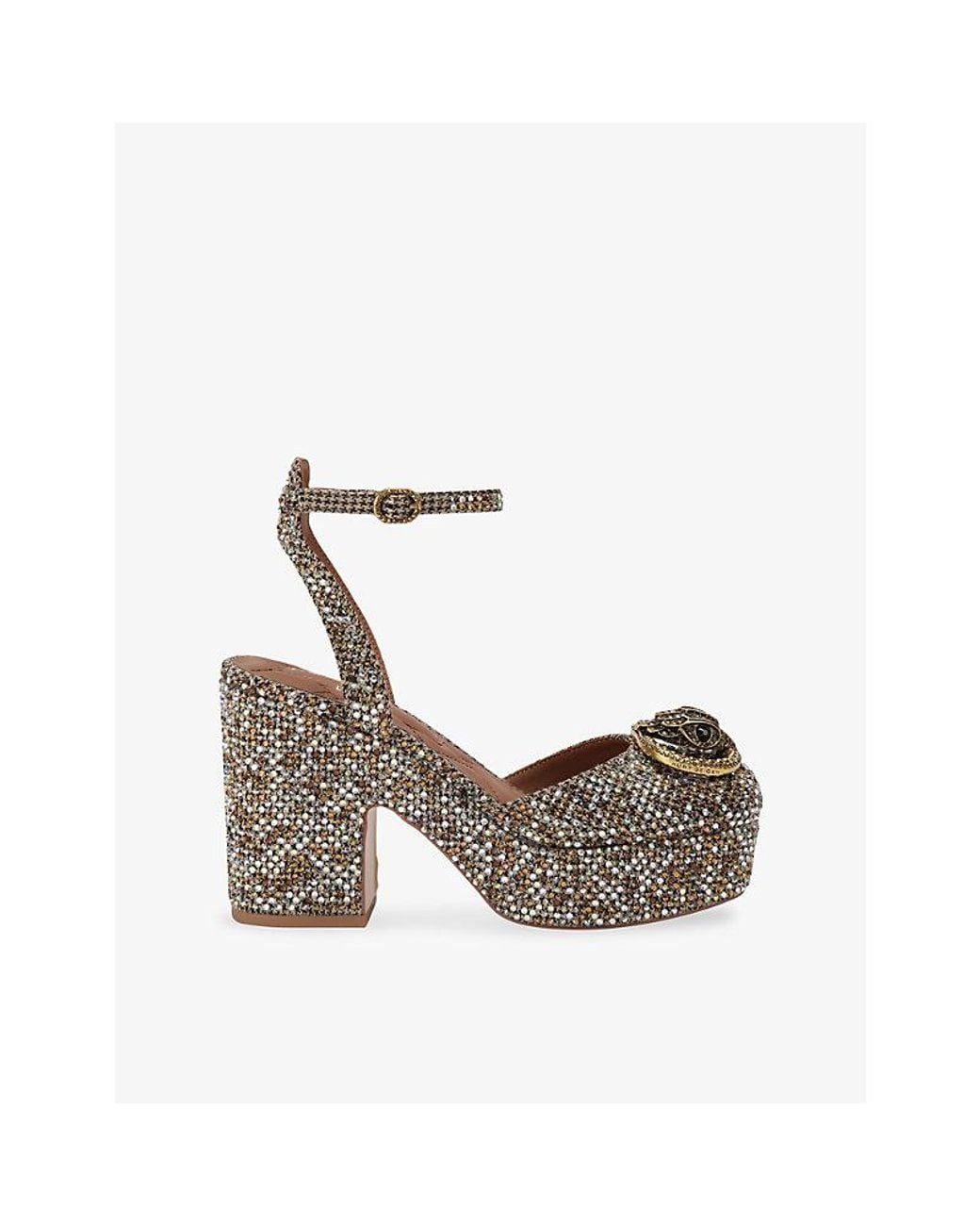 Kurt Geiger Gray Chelsea Platform Faux-Leather Heeled Sandals