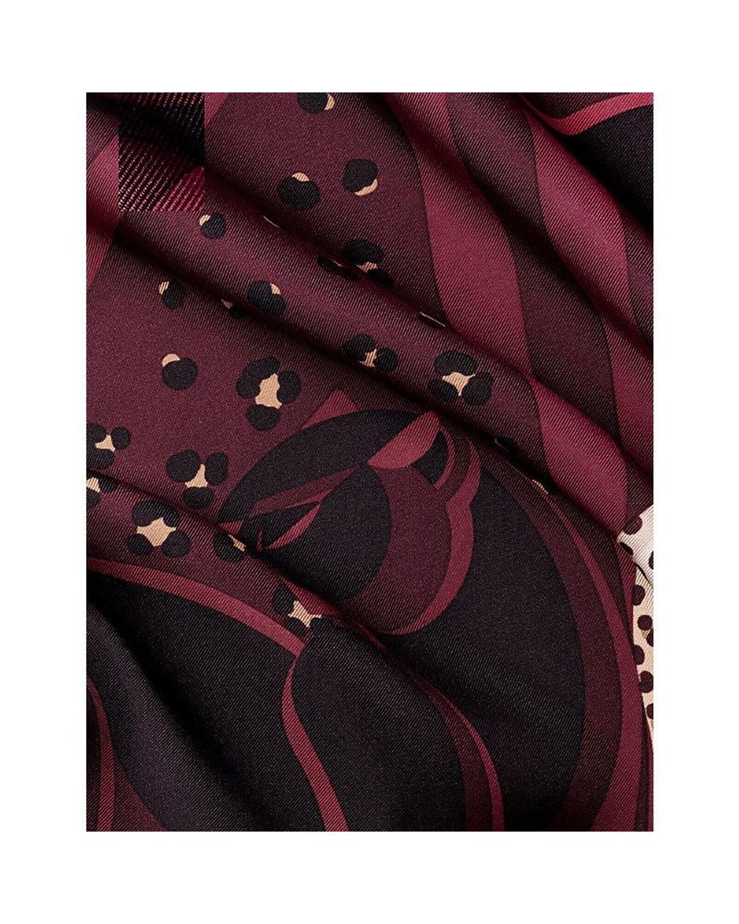 Cartier Purple Panthère Illusion Printed Silk-Twill Scarf