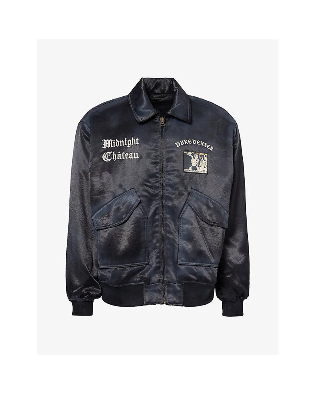 Duke & Dexter Blue Raise Hell Embroidered Woven Bomber for men