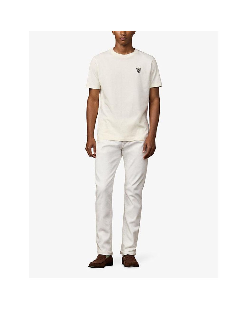 Hackett White Heritage Badge Classic-Fit Cotton-Jersey T-Shirt