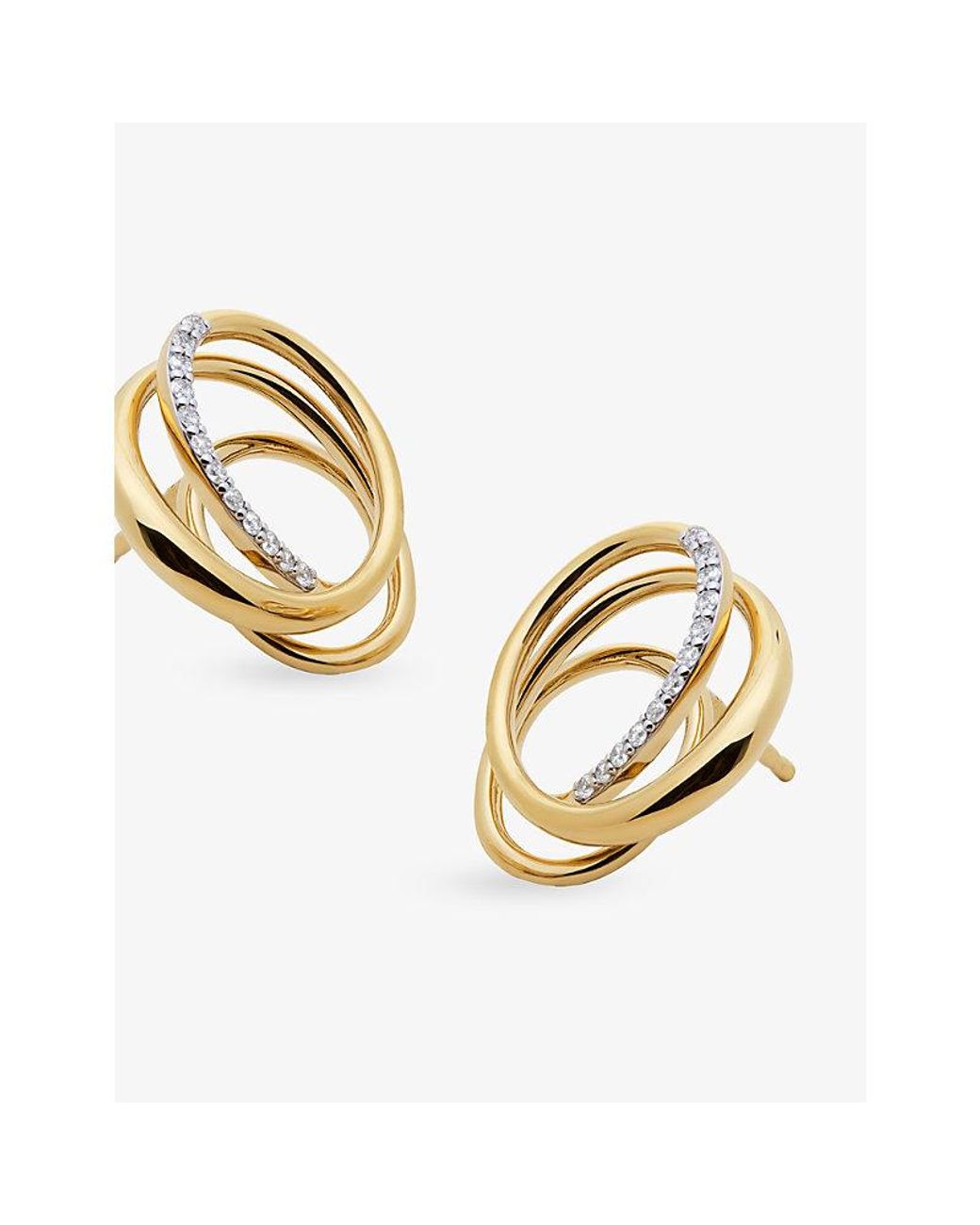 Monica Vinader Metallic Nura Pavé Wrap 18Ct Vermeil And Lab-Grown Diamond Stud Earrings
