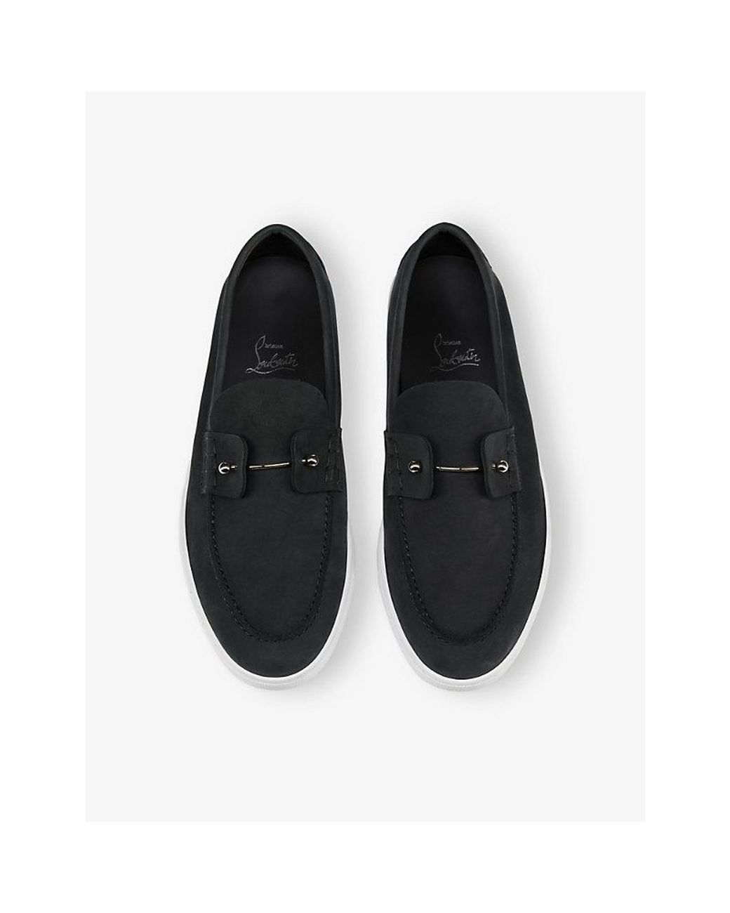 Christian Louboutin Black Chambeliboat Leather Boat Shoes for men