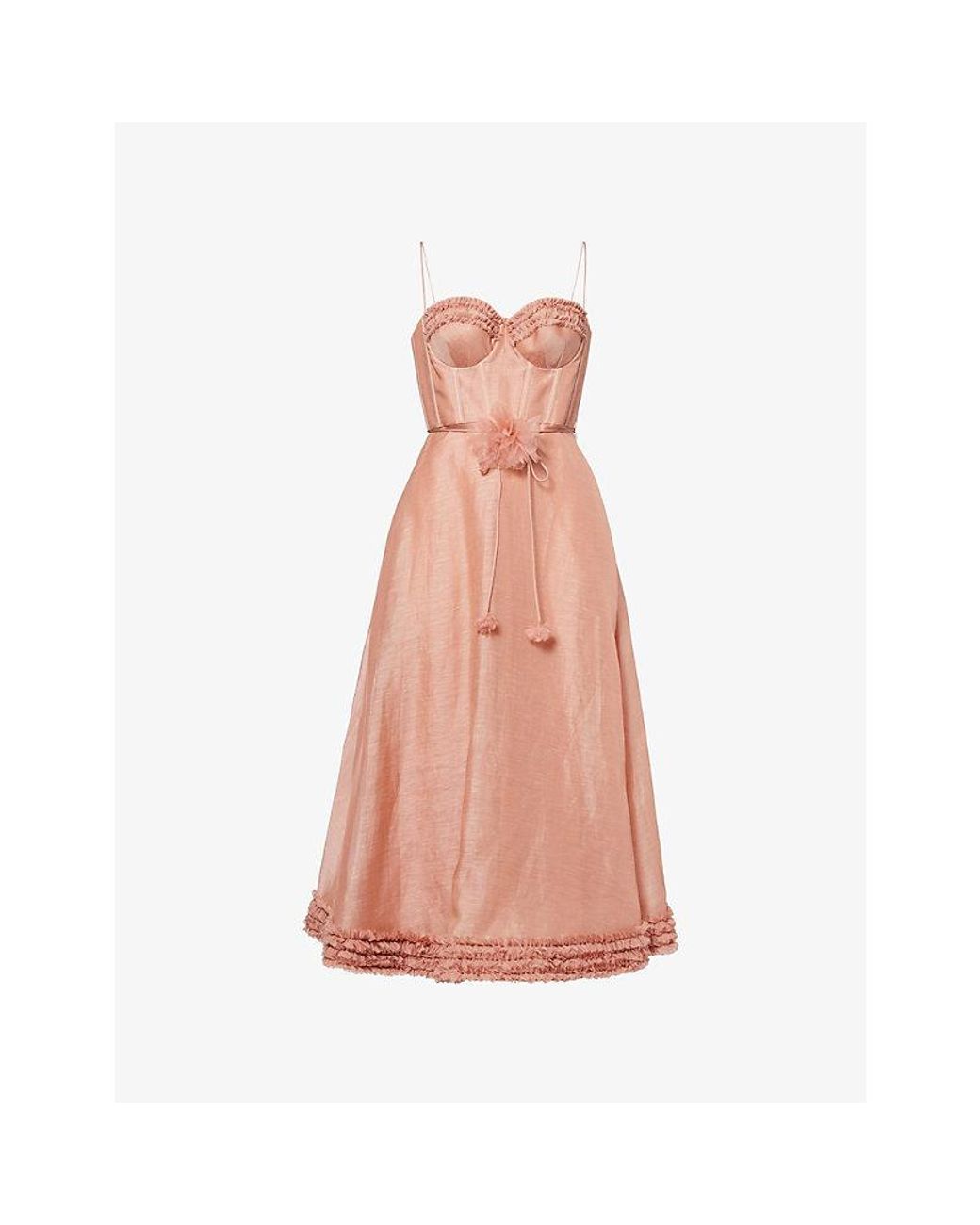 zimmermann pink ruffle dress Paisley Linen Front (Sz. 2/M) Designer color name Zimmermann Dusty Pink Pleated Puff