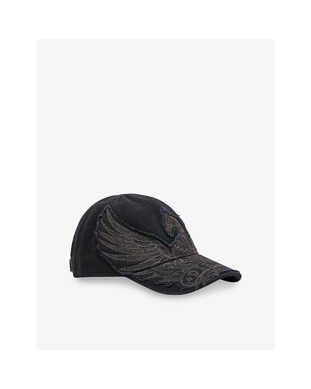 DIESEL Black Embroidered Pheonix Cotton-Twill Baseball Cap for men