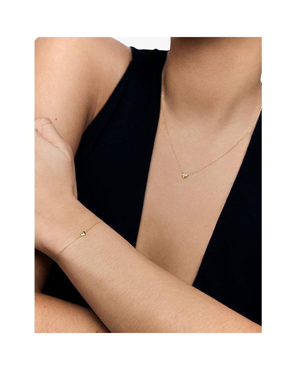 Monica Vinader Metallic Mini Heart 14Ct Chain Bracelet