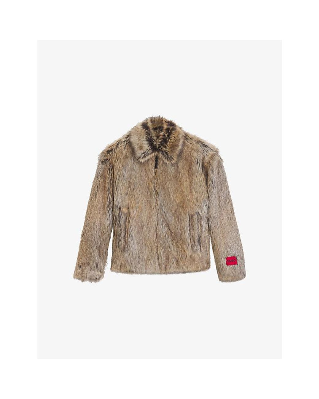 HUGO Natural Branded Faux-Fur Jacket for men