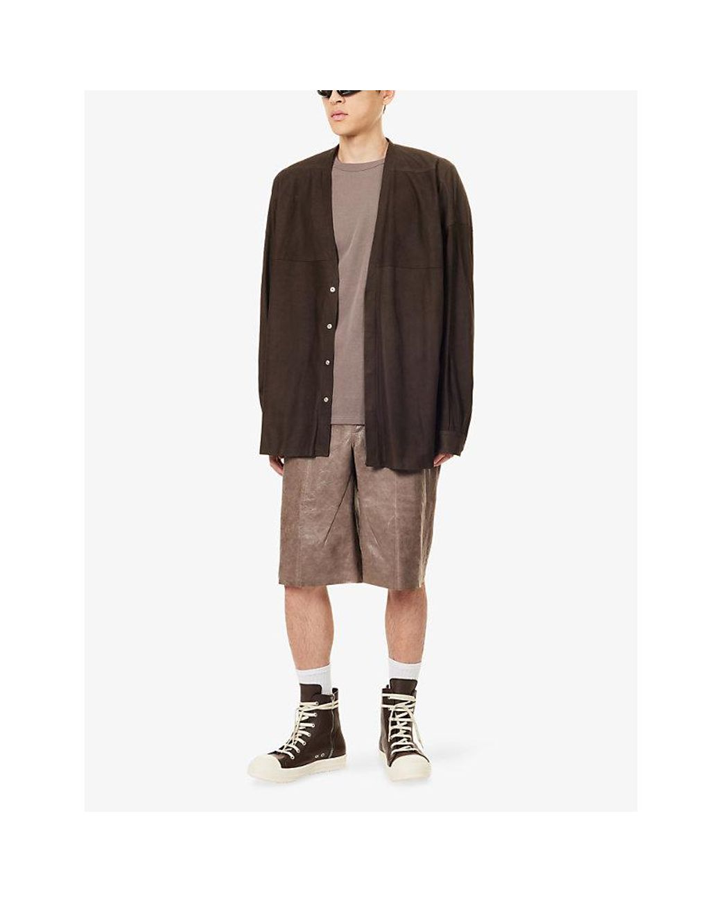 Rick Owens Brown Brad Short-Sleeve Cotton T-Shirt for men